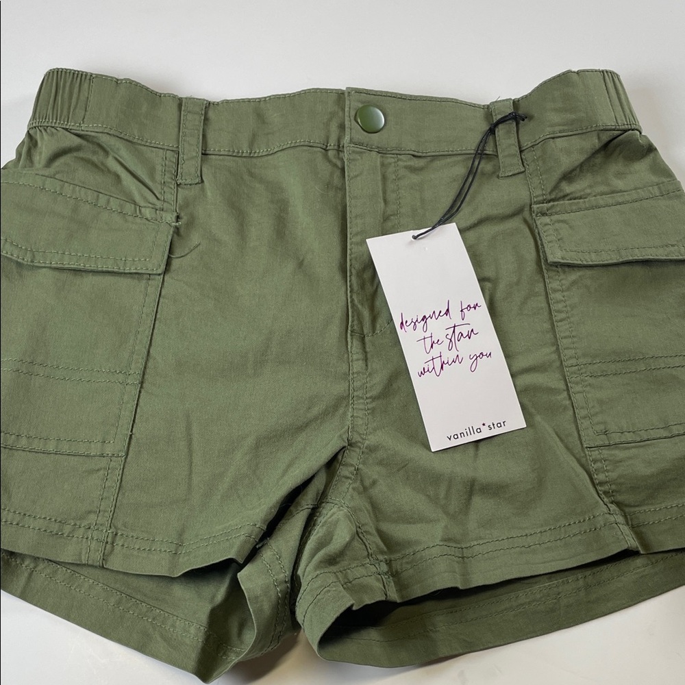 Vanilla Star Olive Green Utility Shorts Women’s Medium Cargo Stretch